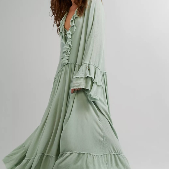 Free People Sweet Darlin Maci Dress Size Small Green Sage - Picture 2 of 6